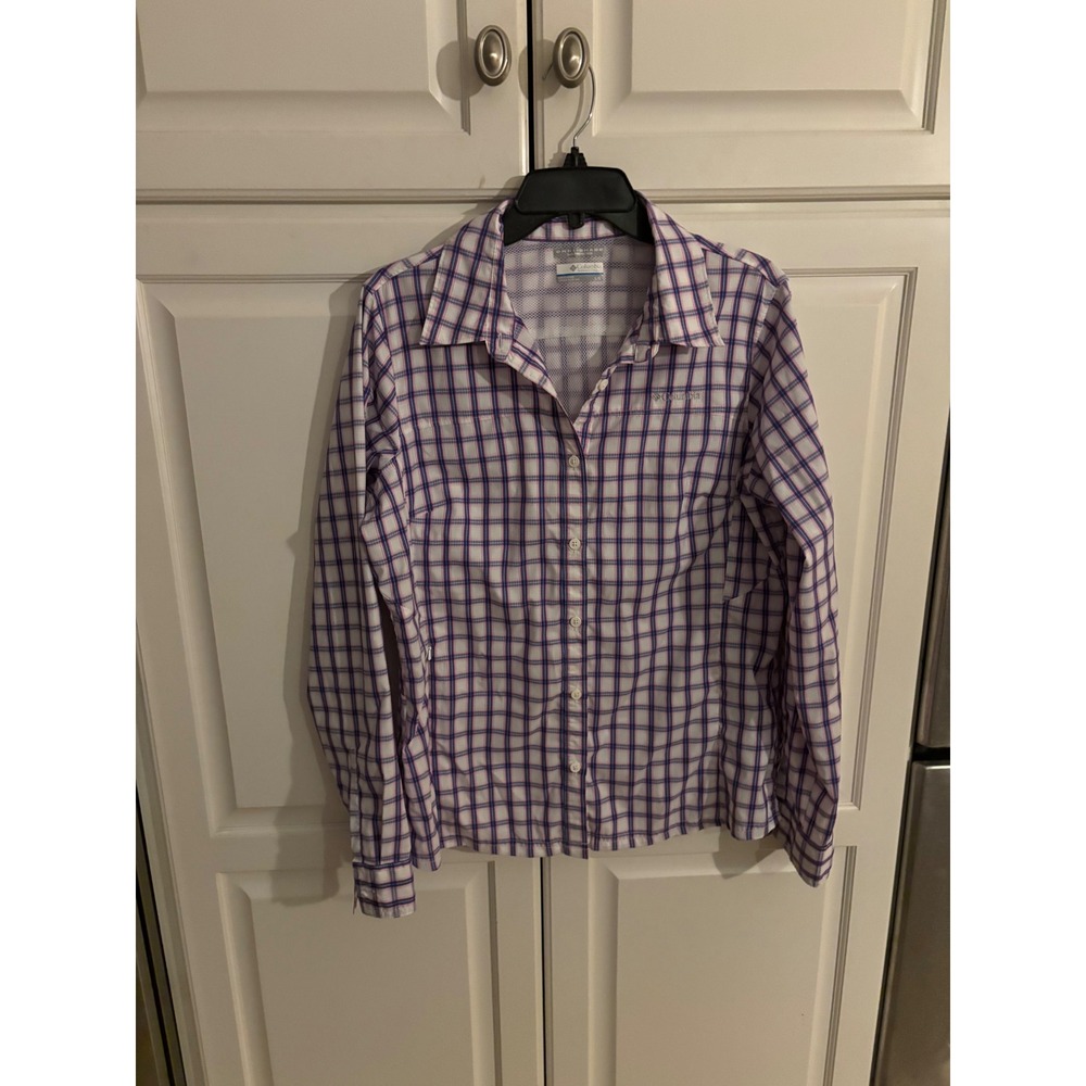 Columbia Sportswear Omni Shade Sun Protection Plaid Button Up Shirt Women L‎ G